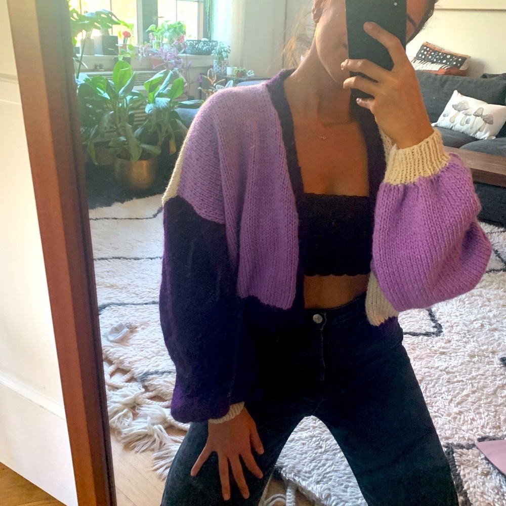 Handmade crotchet multicolored chunky cardigan
